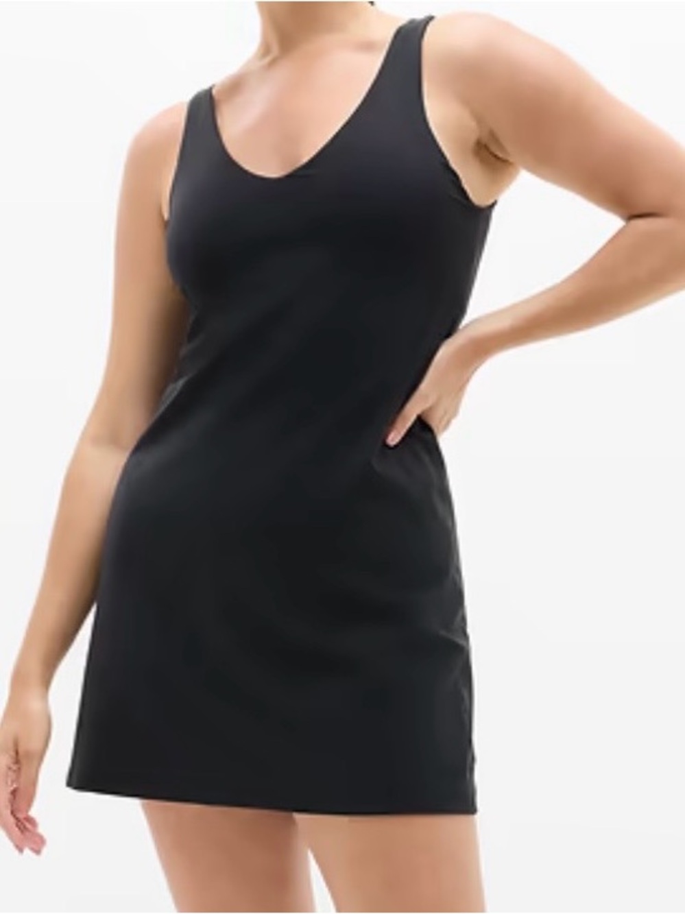 Athleta Black Sleeveless V-Neck Tank Dress